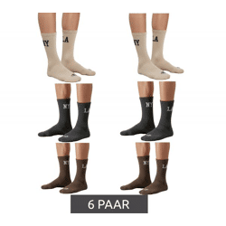 6 Paar SCOTCH & SODA Herren 1/2-Terry High-Quarter-Crew-Socken Alltags-Socken Business-Socken Größe 41-46 SS43513-280 Braun, Beige, Dunke