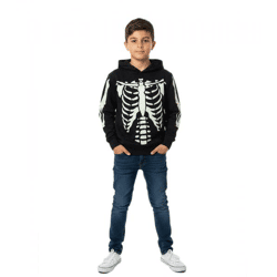 Auffälliger Jungen Kapuzenpullover mit fluoreszierendem Skelett Print für kleine Trendsetter 918185 Schwarz