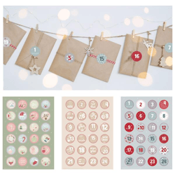 Aufkleber Set Adventskalender Style, 24teilig, 3/s
