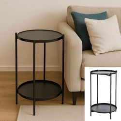 Beistelltisch double, schwarz, 48cmH