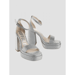 bequeme Buffalo Damen Sandalen Silber