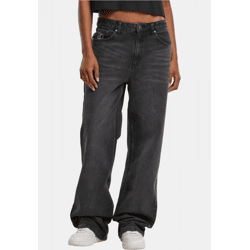 bequeme Karl Kani Damen Jeans Straight Fit mit Baumwolle Schwarz