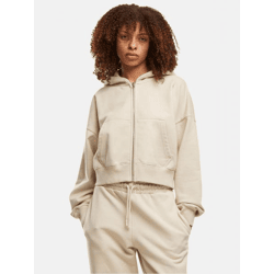 bequemer DEF Damen Hoodie Reißverschluss Taschen mit Baumwolle Beige