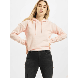 bequemer URBAN CLASSICS Damen Hoodie Kordelzug Rippbündchen 300 g/m² mit Baumwolle Rosa