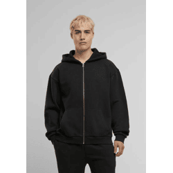 bequemer Urban Classics Herren Hoodie Reißverschluss Rippbündchen 330 g/m² mit Baumwolle Schwarz