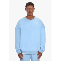 bequemes Dropsize Herren Sweatshirt mit Baumwolle Hell-Blau