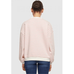 bequemes Urban Classics Damen Sweatshirt Rippbündchen Oversize 300 g/m² mit Baumwolle Weiß/Rosa