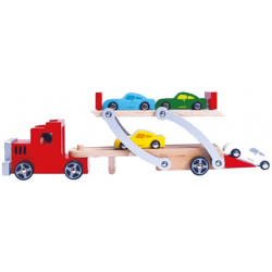 Bino & Mertens - Wooden car transporter with 9 parts