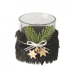 Boltze Teelichthalter Noira Weihnachten schwarz 8 cm