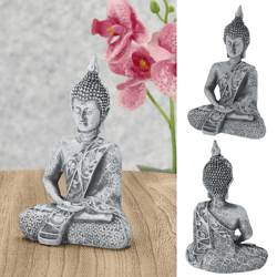 Buddha, gray, seated, M, approx. 12 cm H