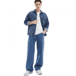 Calvin Klein Herren Cargo-Jeans im 90er-Stil in mittlerer Waschung Baumwoll-Hose Alltags-Hose J30J324881 Blau