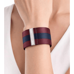 Charmantes Calvin Klein Damen Echtleder-Armband mit breitem Kontraststreifen Arm-Schmuck Größe XS 15cm KJ9KLB0901 Rot/Navy