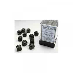 Chessex: Opaque Black/gold 12mm d6 Dice Block (36 dice)