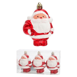 Christbaumschmuck Santa, rot/weiß, 3er Set, ca. 7cmH