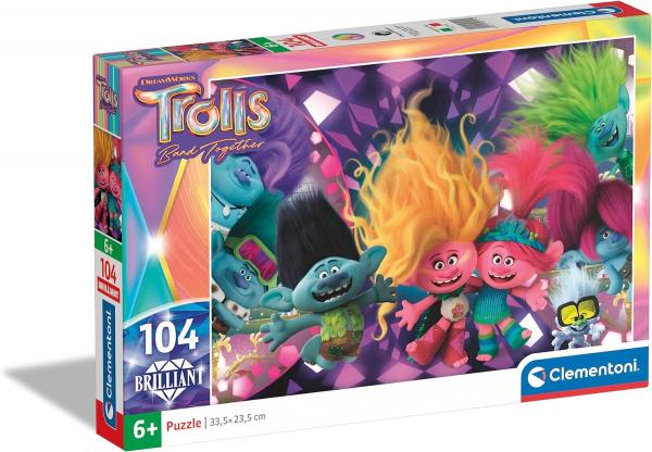Clementoni 20191 - 104 Teile Brilliant Puzzle - Trolls 3