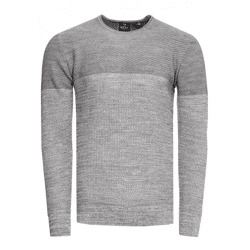 Cooler Herren Feinstrick-Pullover mit Colorblock Rundhals-Sweater 13376 Grau