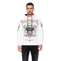 Cooler Hoodie für Herren Kapuzen-Pullover mit rockigem Print Sweater Sweatshirt 19148 Weiß