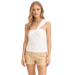 Damen Sommer-Top asymmetrisches Freizeit-Top aus luftigem Crêpe 949222 Weiß