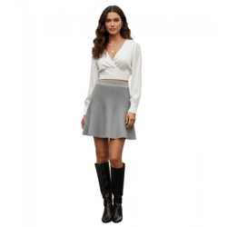 Damen Strick-Minirock – Stylisch & Zeitlos mit Gummibund 978962 Grau Meliert