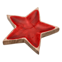 Deko Schale, Stern, Mango., rot Emaille, gr., ca. 25cmD