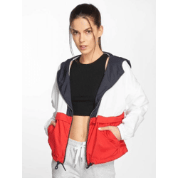 Functional Urban Classics Women's Jacket with Large Hood and Drawstring, 78 g/m², Blue/White/Red