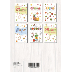 Geburtstagskarten Familie - 100 Stück - 6 Motive