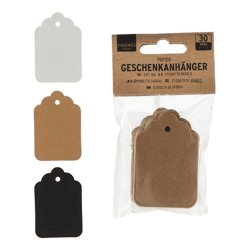 Gift tags, 3/s, 30 pieces in OPP, approx. 4x6cm