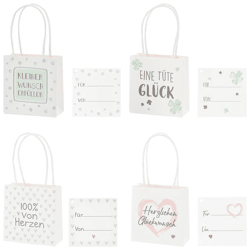 Gift Bag with Sayings, 4/sheet, approx. 10x10 cm