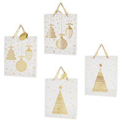 Geschenktüte Weihnachten, Hänger, weiß-gold, 2/s, M,ca.23cmH