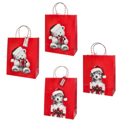Geschenktüte Weihnachten, Hund u. Bär, 2/s, L,ca.32cmH