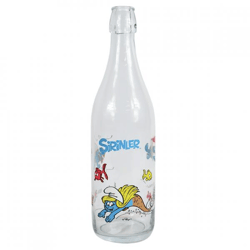 Glasflasche mit Schlümpfen 1 Liter