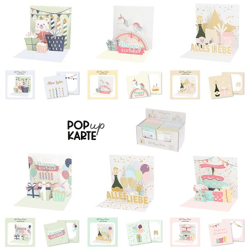 3D Pop-Up Greeting Card, Happy Birthday, 6 per set, approx. 14x14 cm
