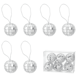 Hänger Diskokugel, silber, 6er Set, klein, ca.3cmD