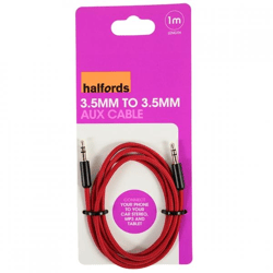 Halfords Aux-Kabel, rot, 3,5 mm, 1 Meter