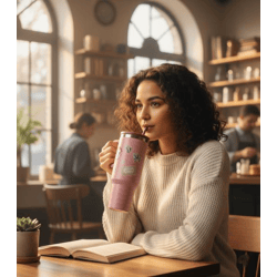 Harry Potter Giant Cup Express Thermobecher 1,2L mit Griff Edelstahl doppelwandig isoliert für heiße & kalte Getränke Rosa