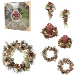 Hobby Flora DIY kerstkrans 25 cm 7 assorti