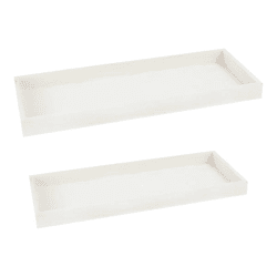 Holztablett, rechteckig, weiß, 2er Set
