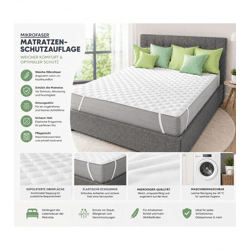 HOME IDEAS Mikrofaser-Matratzen-Schutzauflage mit 4 Spanngummis Schutz-Bezug passend für Matratzengrößen 90x190cm bis 100x200cm 9983638 