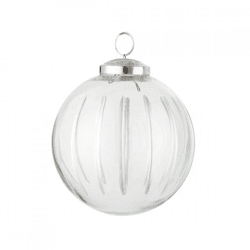 J-Line kerstbal Stripe glas transparant 10 cm