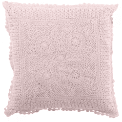 J-Line Kissen, quadratisch, mit Spitzenrand, rosa, 45 x 45 cm