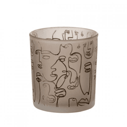 J-line theelichthouder Faces beige 8 cm
