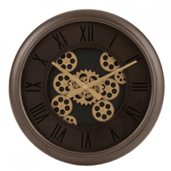 J-Line-Uhr „Radar“ mit römischen Ziffern, braun/goldfarben, 52 cm