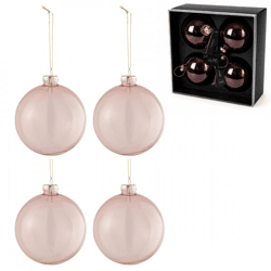 J-Line Weihnachtskugeln aus Glas, rosa, 10,5 cm, 4er-Set