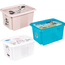 keeeper Aufbewahrungsbox Karolina Peppa Pig, Paw Patrol, Stitch oder Minnie Maus  mit Deckel Stapel-Box 15L Vorratsbox Transparent, Blau od