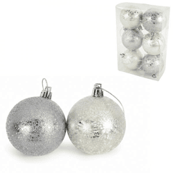 Weihnachtskugeln „Mirror“, silberfarben, 5,5 cm, 6er-Set