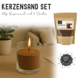 Kerzensand und Dochte Set, DIY, Braun, ca.250g