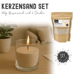 Kerzensand und Dochte Set, DIY, Creme, ca.250g