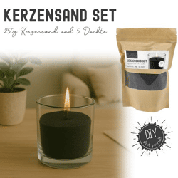 Kerzensand und Dochte Set, DIY, Schwarz, ca.250g