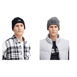 klassische SOLID SDIrwin Herren Beanie mit Logo-Patch Strick-Mütze 21301127-ME in Schwarz oder Grau