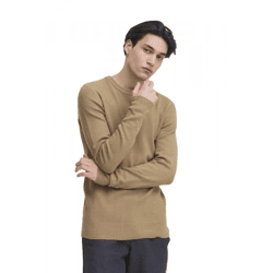 klassischer CASUAL FRIDAY CFHeine Herren Grobstrickpullover mit Label-Detail Strickpullover 20505605-1713121 Beige